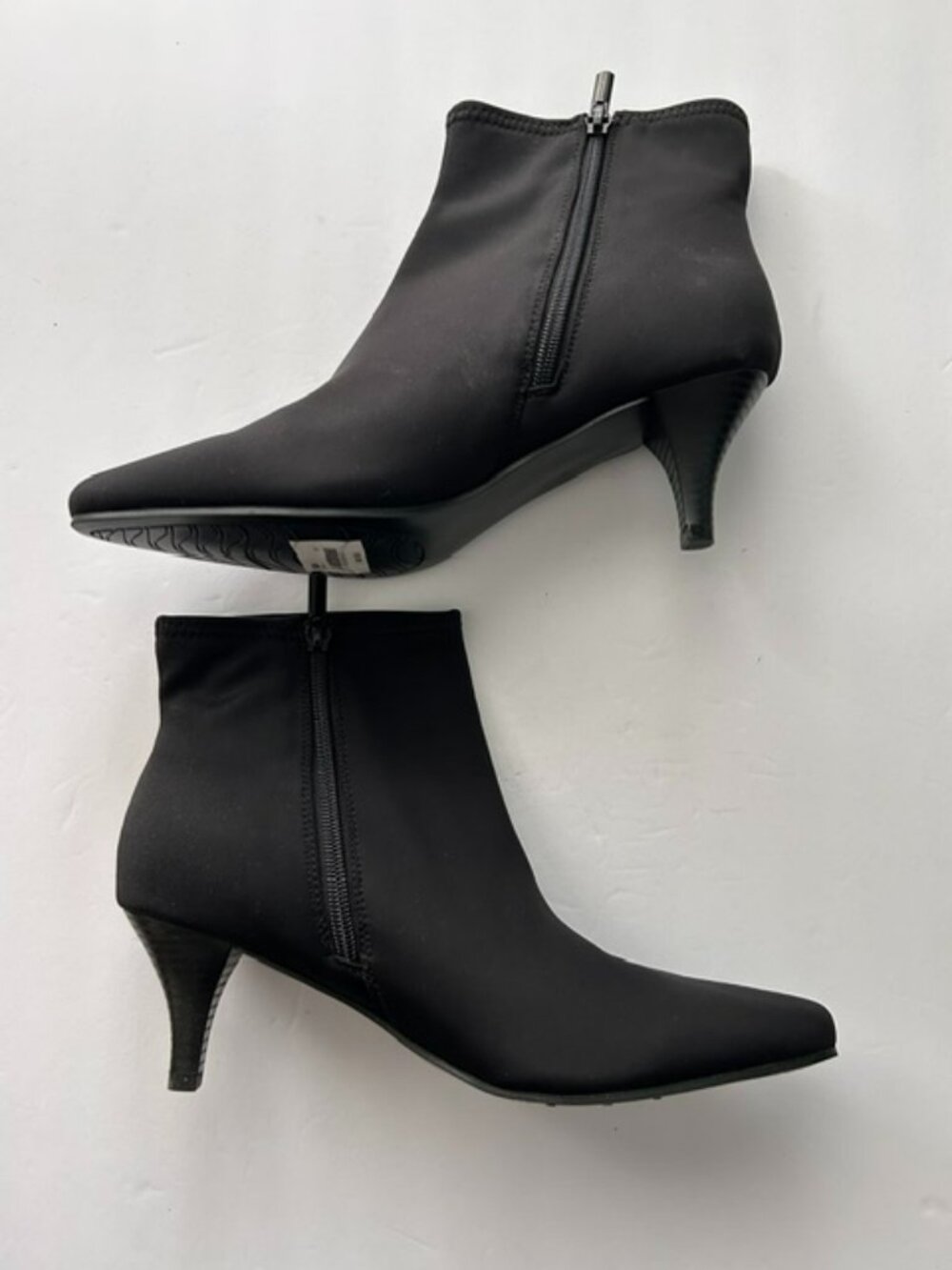 NWT Women's Dress Barn Mia Black Nylon Heeled Ankle Boots, Size 8M